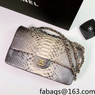 Chanel Pythonskin Embossed Leather Medium Calssic Flap Bag A01112 Gray 2022 06
