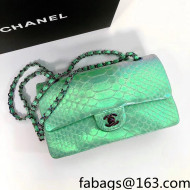Chanel Pythonskin Embossed Leather Medium Calssic Flap Bag A01112 Neon Green 2022 07