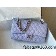 Chanel Grained Calfskin Classic Medium Flap Bag A01112 Light Purple/Silver 2022