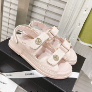 Chanel Stone Embossed Strap Sandals G35927 Light Pink 2022 