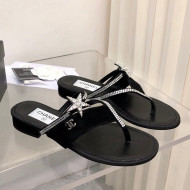 Chanel Suede Star Thong Sandals G38758 Black 2022 