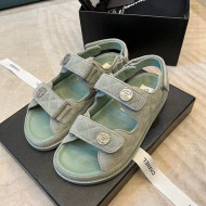 Chanel Suede Strap Sandals with Coin Charm G35927 Gray 2022 032216