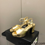 Chanel Lambskin High Heel Sandals Gold 2022 0321101