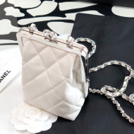 Chanel Lambskin & Plexi Clutch with Chain AP2496 White 2022 