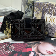 Dior Lady 5-Gusset Card Holder Wallet in Black Patent Cannage Calfskin 2021
