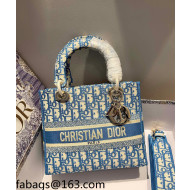 Dior Medium Lady D-Lite Bag in Ocean Blue Oblique Embroidery 2021 120217