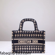 Dior Mini Book Tote Bag in Black Houndstooth Embroidery 2021 120206