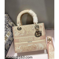 Dior Medium Lady D-Lite Bag in Pink Toile de Jouy Embroidery 2021 120218