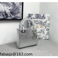 Dior Mini Lady Dior Bag in Silver Cannage 2021 120219