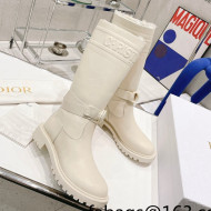 Dior D-Major Calf-High Boots in White Embossed Calfskin 2021 29