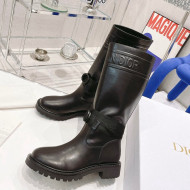 Dior D-Major Calf-High Boots in Black Embossed Calfskin 2021 28