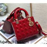 Dior Lady Dior Medium Bag in Cherry Red Patent Cannage Calfskin 2022 71