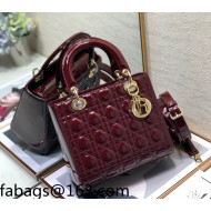 Dior Lady Dior Medium Bag in Burgundy Patent Cannage Calfskin 2022 70