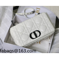Dior Large Caro Chain Bag in Quilted Macrocannage Calfskin White/Black 2021 