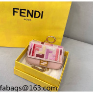 Fendi FF Embroidered Canvas Nano Baguette Charm Pink/Red 2022