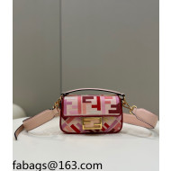 Fendi Mini Baguette Bag in FF Embroidered Canvas Pink/Red 2022 0159