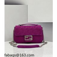 Fendi Baguette Medium Bag in Purple Texture FF Fabric 2021 8529