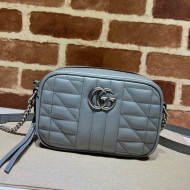 Gucci GG Marmont Geometric Leather Mini Shoulder Bag 634936 Light Grey 2021