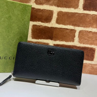 Gucci GG Marmont Zip Around Leather Long Wallet 456117 Black 2021 