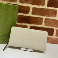 Gucci GG Marmont Zip Around Leather Long Wallet 456117 White 2021 