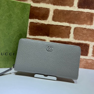 Gucci GG Marmont Zip Around Leather Long Wallet 456117 Grey 2021 