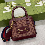 Gucci Horsebit 1955 GG Canvas Mini Top Handle Bag 640716 Burgundy/Beige 2021