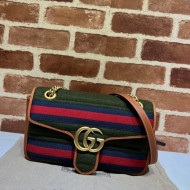 Gucci GG Marmont Wool Fabric Small Shoulder Bag 443497 Dark Green 2021