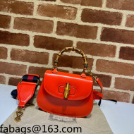 Gucci Leather Mini Top Handle Bag with Bamboo 686864 Orange 2022