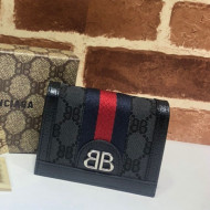 Gucci x Balenciaga BB Canvas Card Case Wallet 680385 Black 2022
