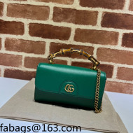 Gucci Bamboo Leather Mini Bag 675795 Green 2022