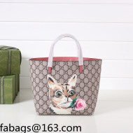 Gucci Children's GG Canvas Tote Bag with Cat Print 410812 Pink 2022 03