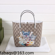Gucci Children's GG Canvas Tote Bag with Cat Print 410812 White 2022 24