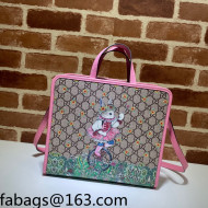 Gucci Children's GG Canvas Tote Bag with Rabbit Print 630542 Pink 2022