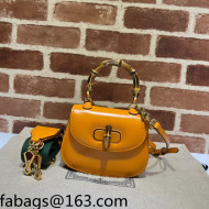 Gucci Leather Mini Top Handle Bag with Bamboo 686864 Marigold Yellow 2022