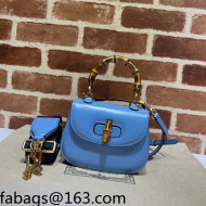 Gucci Leather Mini Top Handle Bag with Bamboo 686864 Blue 2022