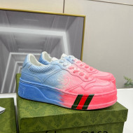 Gucci Chunky B GG Embossed Leather Sneaker Blue/Pink 2022