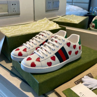 Gucci Ace Leather Sneakers with Red Heart 2022 09