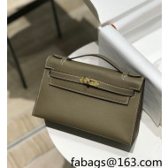 Hermes Kelly Pochette Bag 22cm Elephant Grey/Gold 2022 13