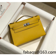 Hermes Kelly Pochette Bag 22cm Amber Yellow/Silver 2022 03