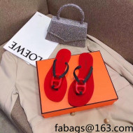 Hermes Beach Thong Slide Sandals Red 2022 02