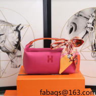 Hermes Trousse Bride-A-Brace Canvas Case/Top Handle Bag Fushcia Pink 2022