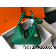 Hermes Lindy 26cm/30cm Bag in Grainy Calfskin Emerald Green 2022