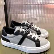 Hermes Day Calfskin and Canvas Sneakers with Kelly Buckle Brown/Grey 2022