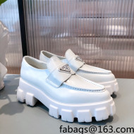 Prada Monolith Brushed Leather Pointed Loafers White 2021