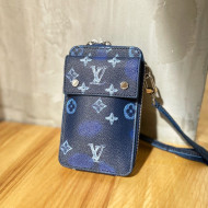 Louis Vuitton Men's Phone Pouch Ink Blue Watercolor Leather M80466 2021