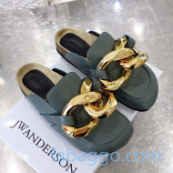JW Anderson Calfskin Chain Loafer Mules Green 2020