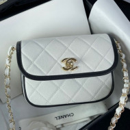 Chanel Grained Calfskin Mini Messenger Bag AS2465 White 2021