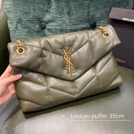 Saint Laurent Loulou Puffer Medium Bag in Quilted Lambskin 577475 Green 2020