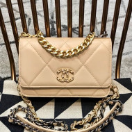 Chanel 19 Quilted Goatskin Wallet on Chain WOC AP0957 Nude 2019