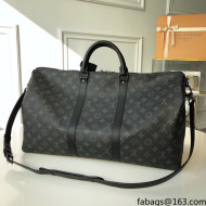 Louis Vuitton Keepall Bandouliere 50 Travel Bag in Black Monogram Canvas M40603 2021